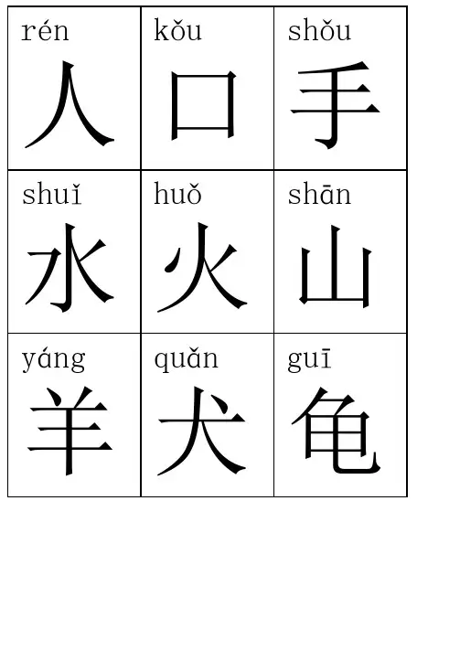 苏教版小学语文一年级上册生字表 含拼音 打印版