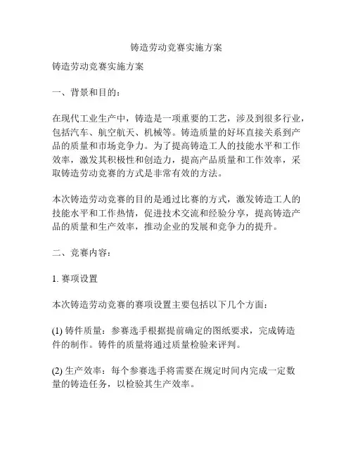 铸造劳动竞赛实施方案