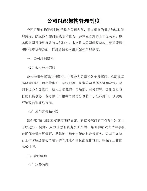 公司组织架构管理制度