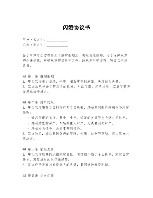 闪婚协议书
