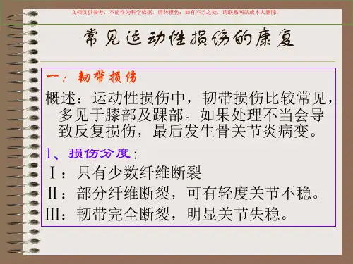 常见运动性损伤的康复培训课件