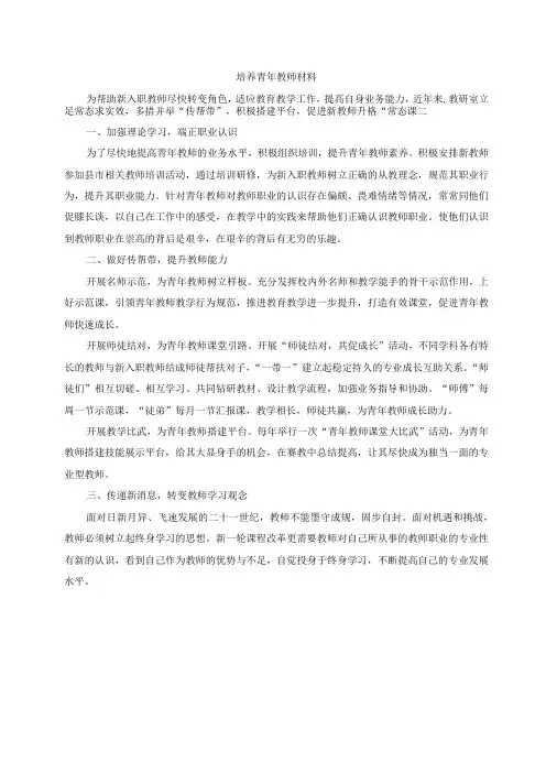 培养青年教师材料
