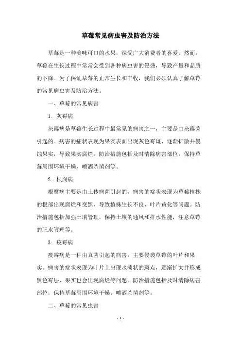草莓常见病虫害及防治方法