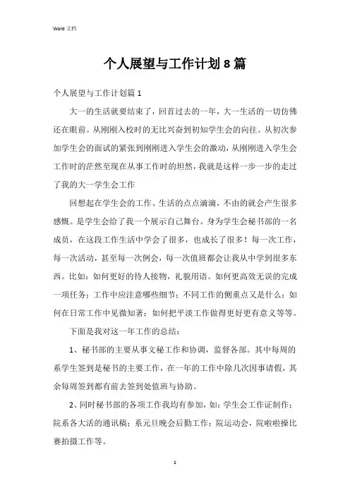 个人展望与工作计划8篇