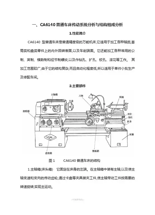 CA6140普通车床传动系统分析与结构组成分析