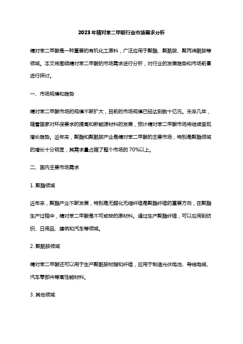 2023年精对苯二甲酸行业市场需求分析