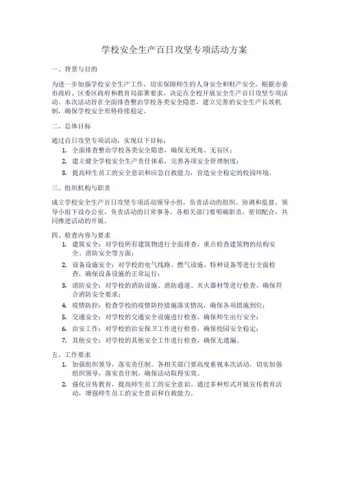 学校安全生产百日攻坚专项活动方案