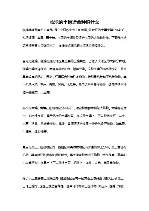 临沧的土壤适合种植什么