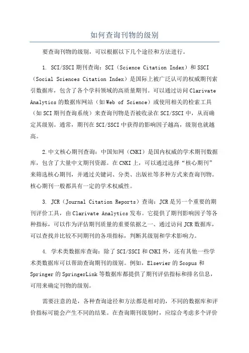 如何查询刊物的级别