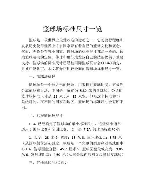 篮球场标准尺寸一览