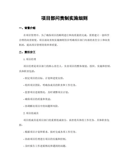项目部问责制实施细则
