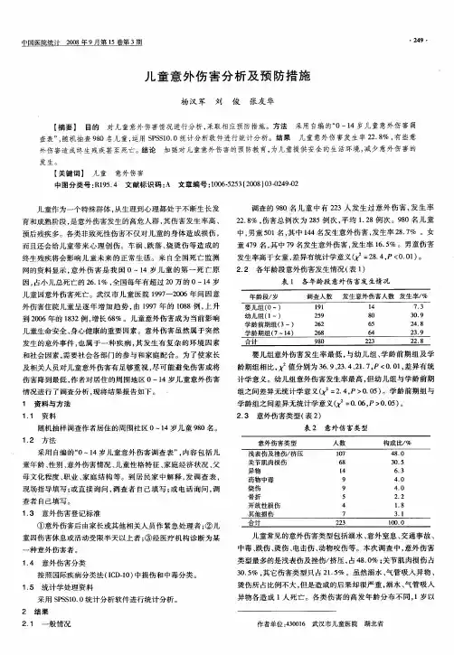 儿童意外伤害分析及预防措施