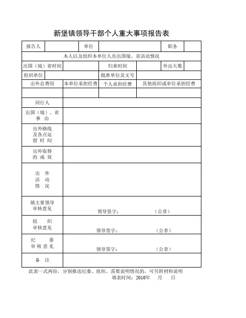 重大事项报告表
