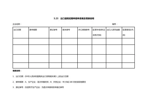 出口退税延期申报申请表及填表说明