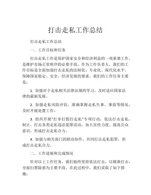 打击走私工作总结