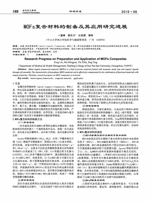 MOFs复合材料的制备及其应用研究进展