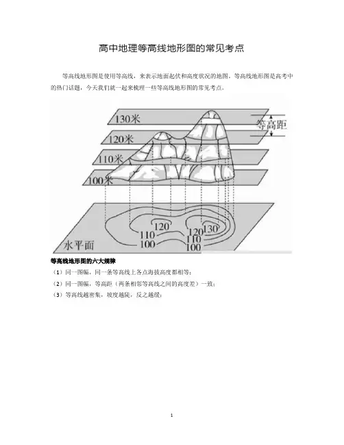 高中地理等高线地形图的常见考点