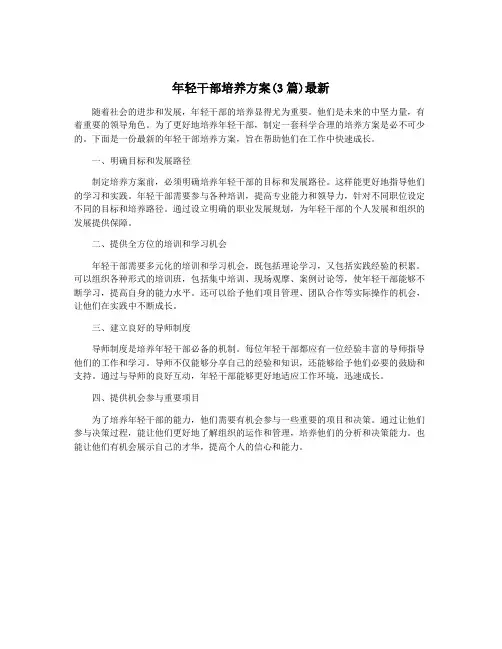 年轻干部培养方案(3篇)最新
