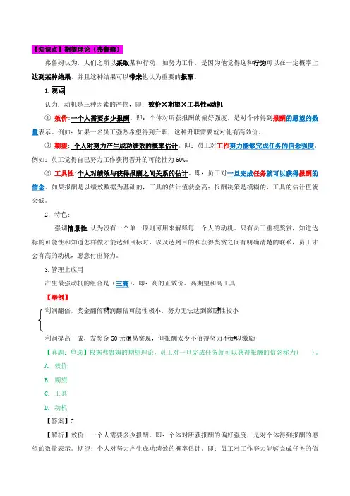 第一章组织激励-第二节激励理论(二)及第三节激励理论在实践中的应用
