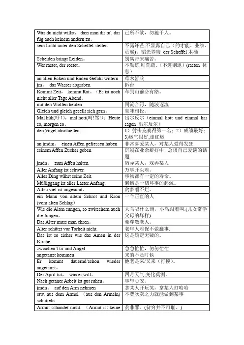 德语谚语俗语大全