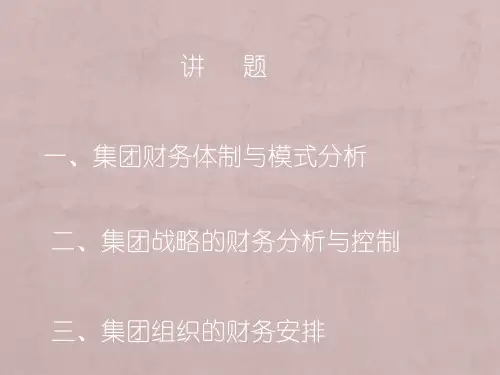 《集团公司财务管理体制战略与财务组织架构》