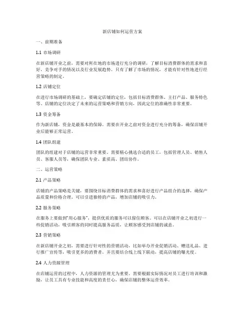新店铺如何运营方案