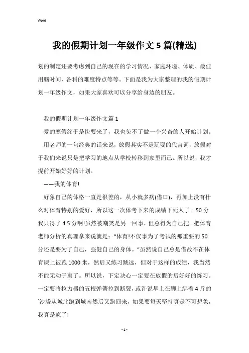 我的假期计划一年级作文5篇(精选)