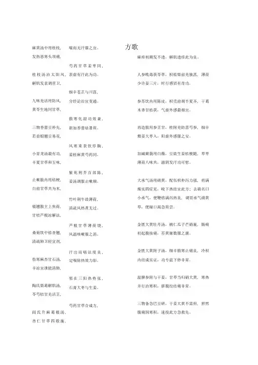 中医药教材第6版方剂学方歌(背诵版)