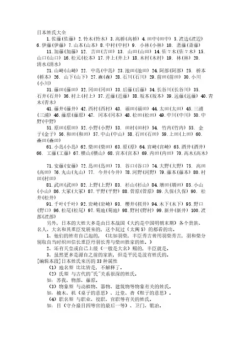 日本姓氏大全-推荐下载
