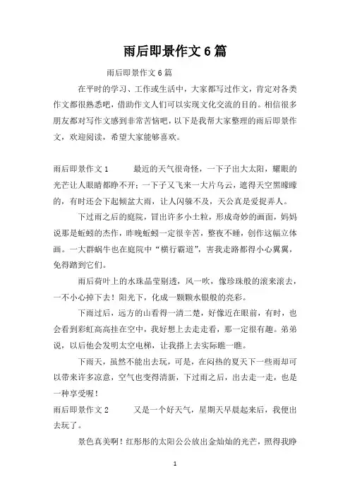 雨后即景作文6篇