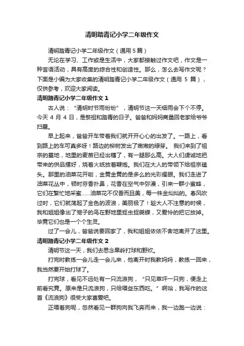清明踏青记小学二年级作文（通用5篇）