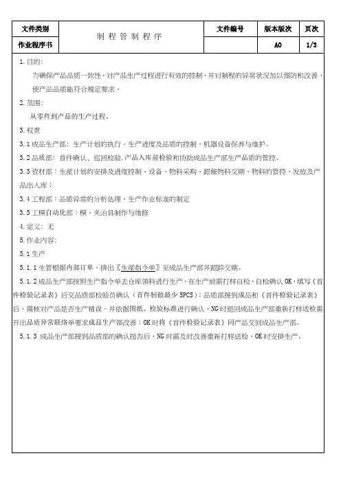 制程管制程序