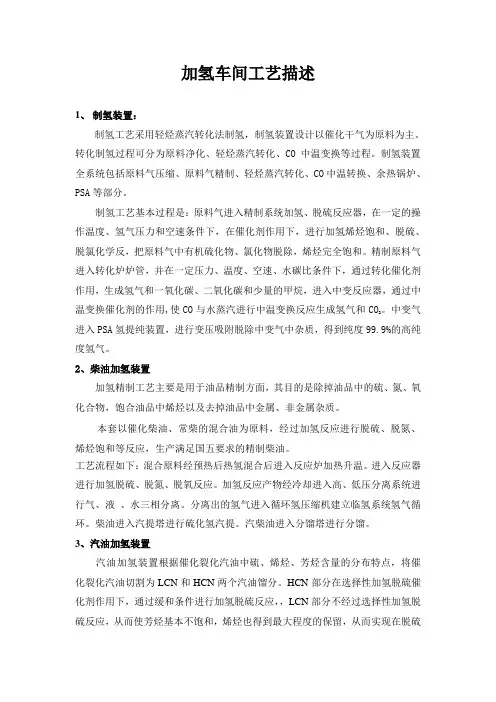 加氢车间工艺描述
