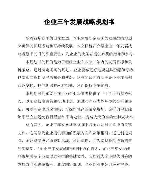 企业三年发展战略规划书