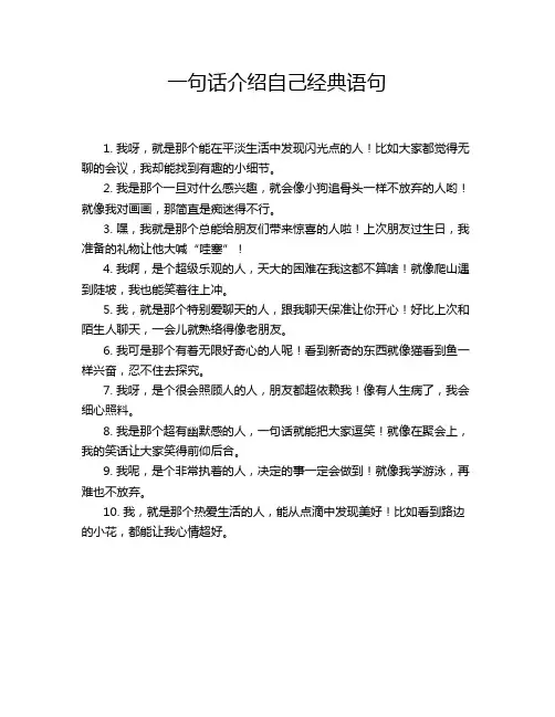 一句话介绍自己经典语句