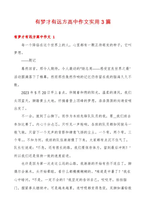 有梦才有远方高中作文实用3篇