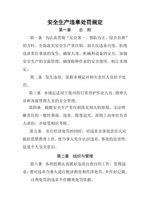 安全生产违章处罚规定