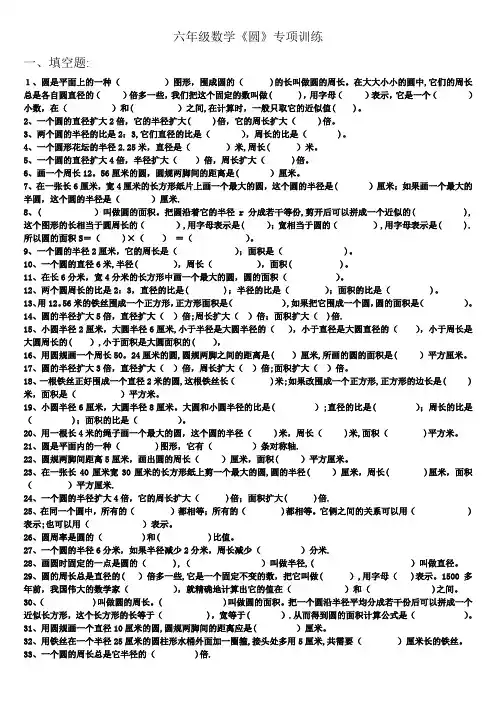 新人教版小学六年级《圆》专项练习