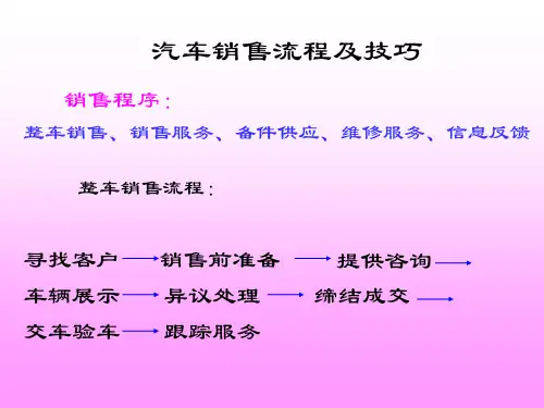 汽车销售流程及技巧培训