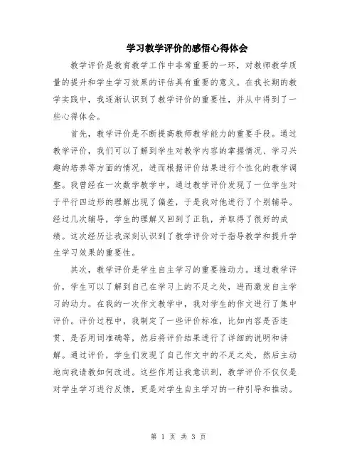 学习教学评价的感悟心得体会