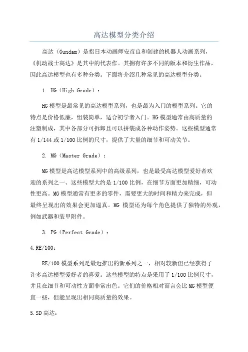 高达模型分类介绍