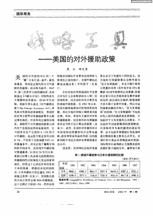 战略工具-美国的对外援助政策