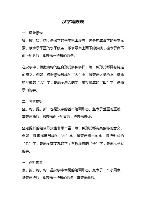 汉字笔顺表