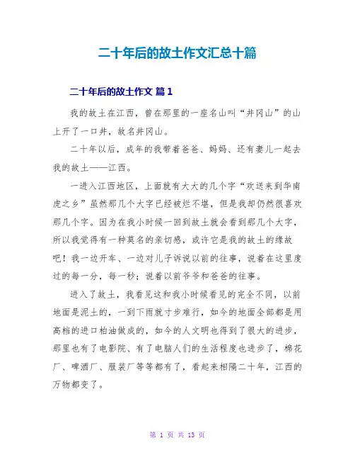 二十年后的故乡作文汇总十篇