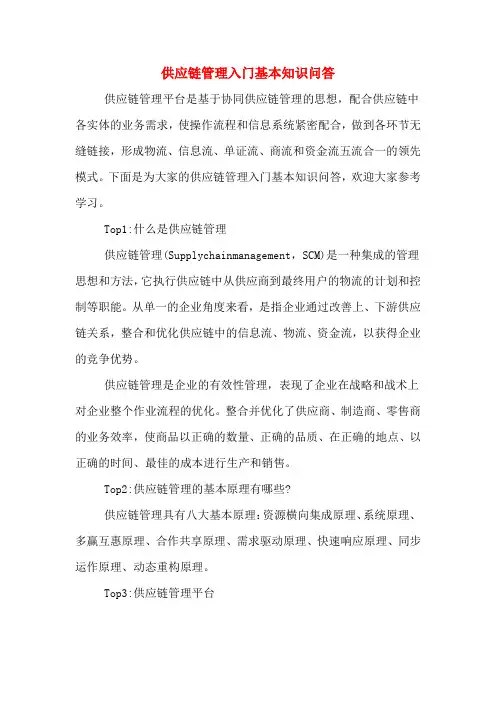 供应链管理入门基本知识问答