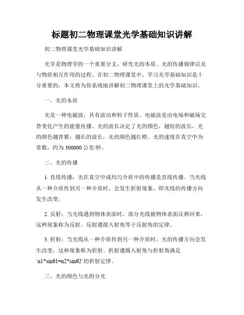 标题初二物理课堂光学基础知识讲解