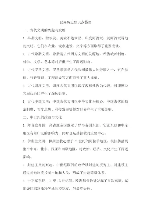世界历史知识点整理