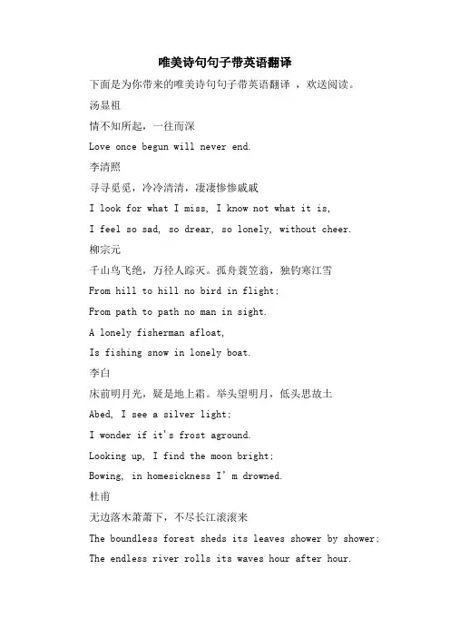唯美诗句句子带英语翻译