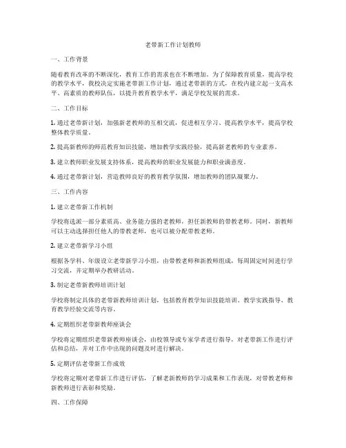 老带新工作计划教师