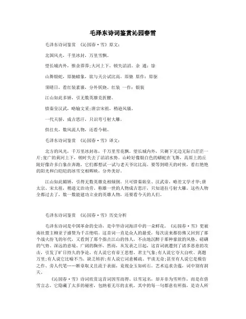 毛泽东诗词鉴赏沁园春雪